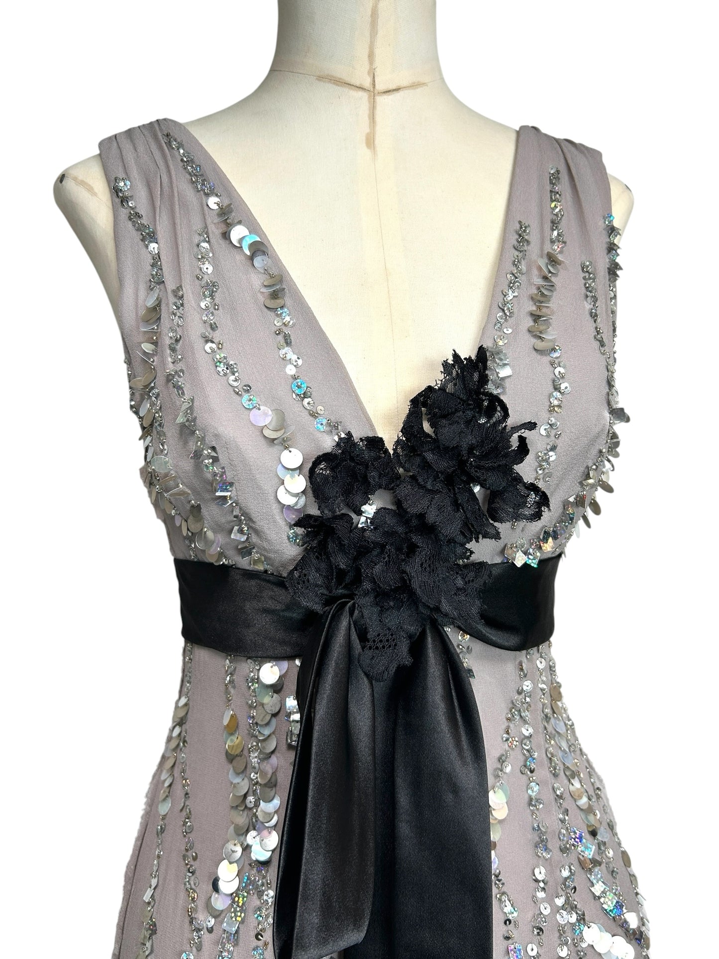 Deadstock Mandalay Silk Chiffon Sequin Dress – Size 6