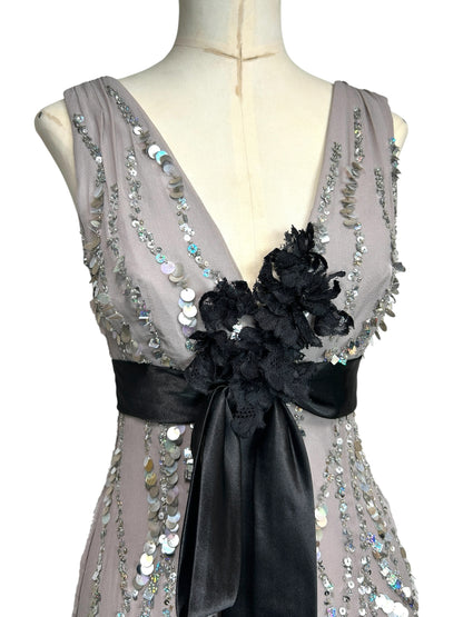 Deadstock Mandalay Silk Chiffon Sequin Dress – Size 6