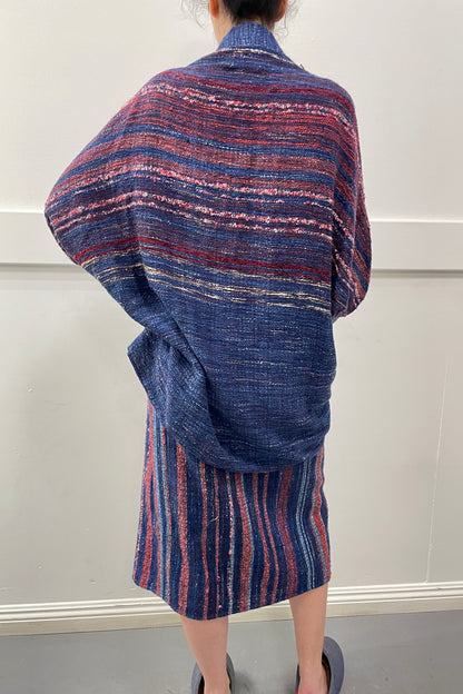 Hand woven cocoon coat and wrap skirt selected by Cannonball and Tilly