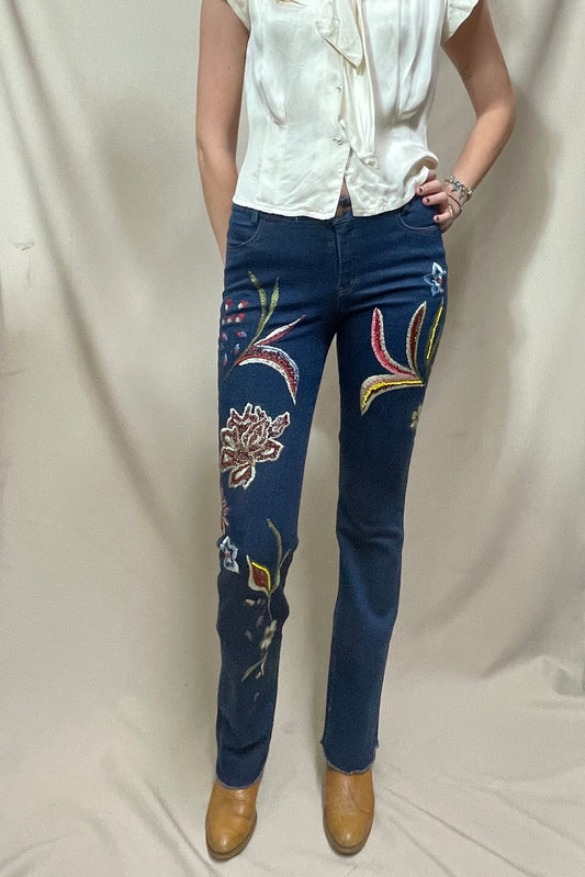 Hip hugging Y2K bead and embroidered jeans Selected by Cannonball and Tilly