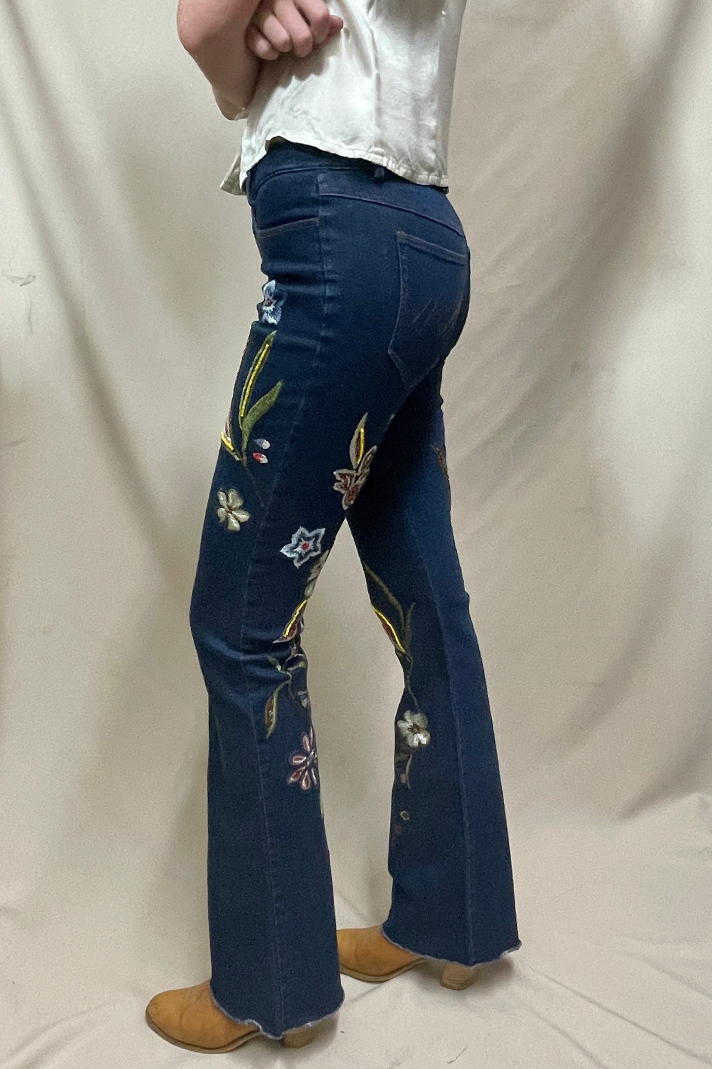 Hip hugging Y2K bead and embroidered jeans Selected by Cannonball and Tilly