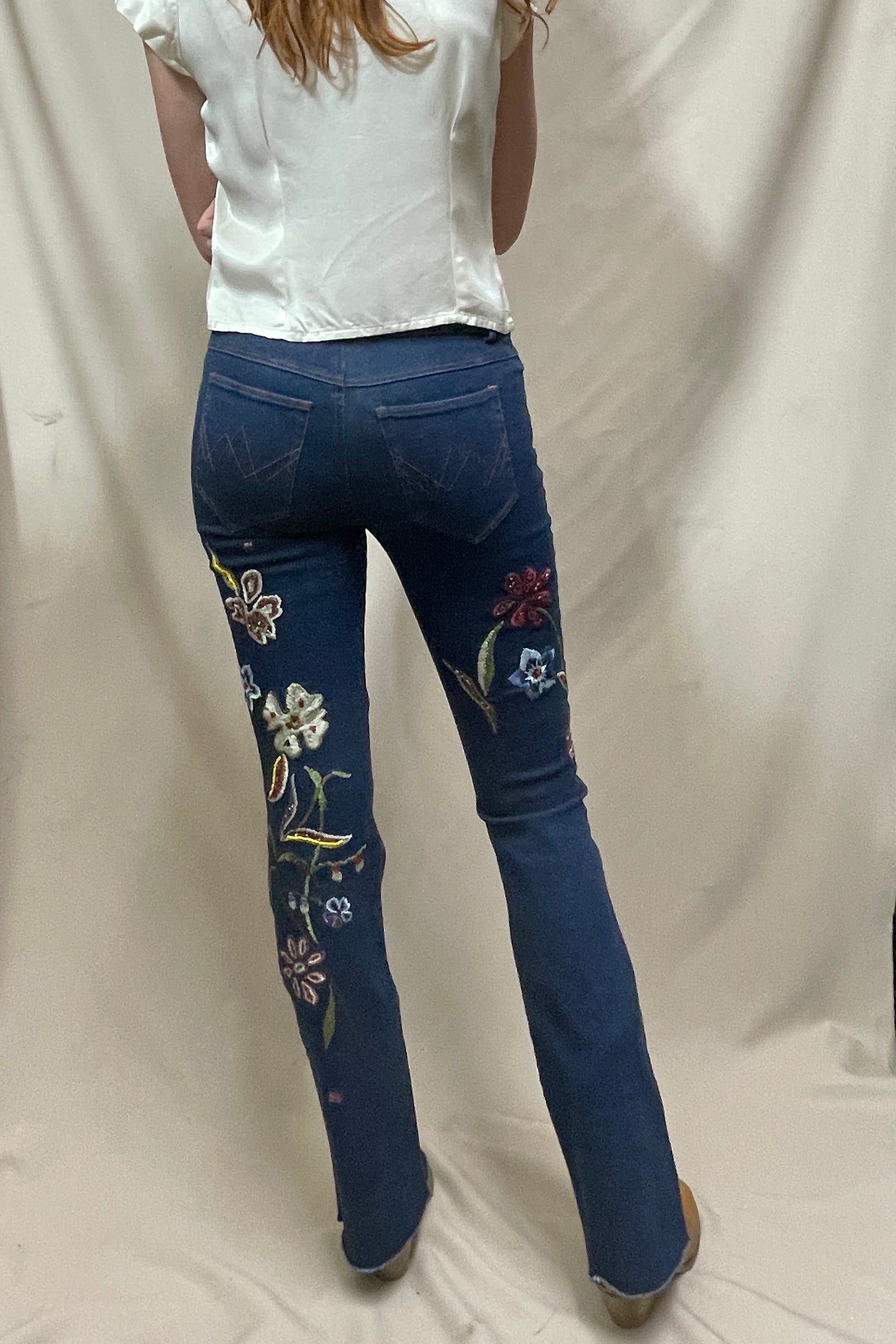 Hip hugging Y2K bead and embroidered jeans Selected by Cannonball and Tilly