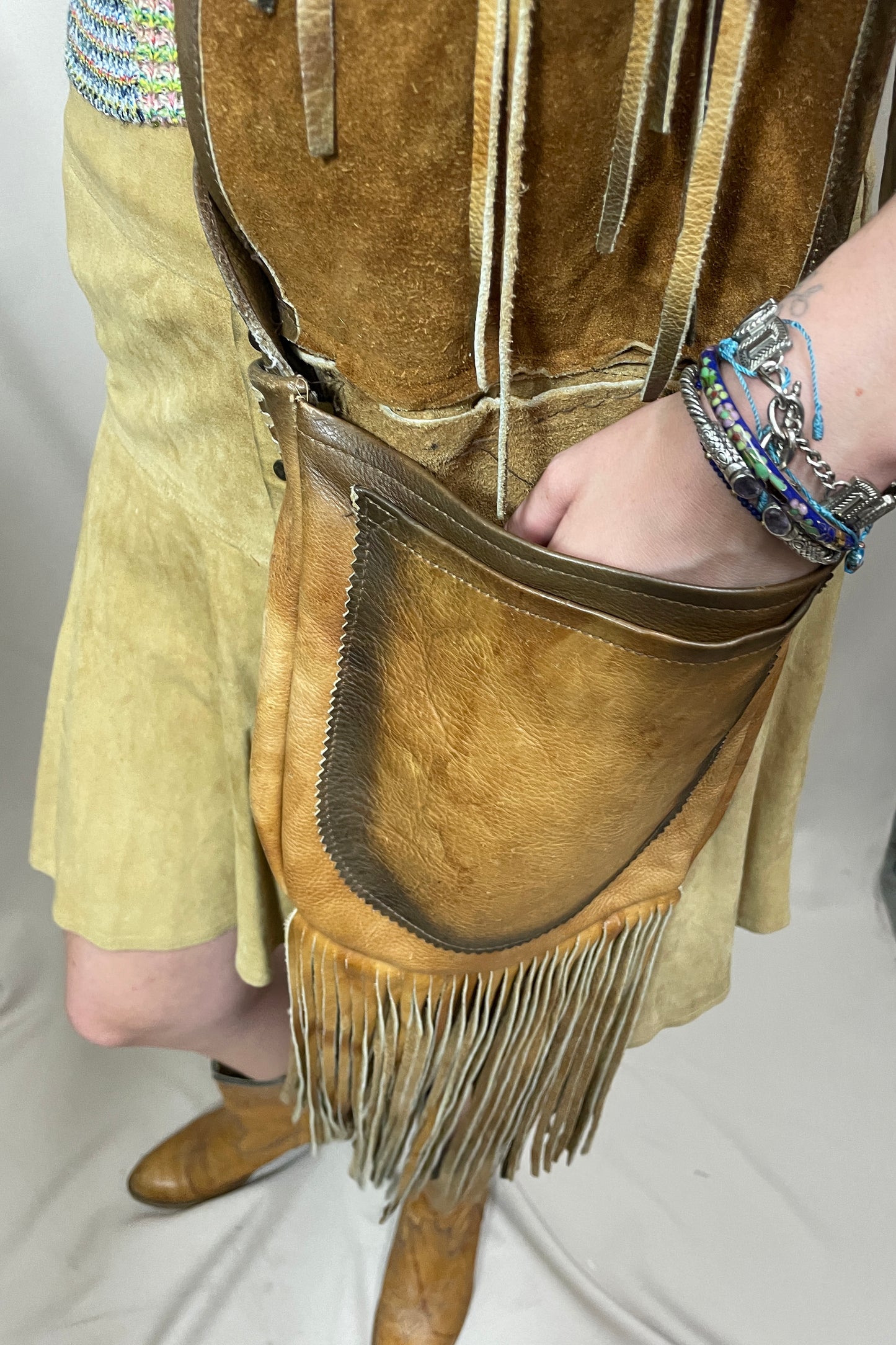 Long cross body fringe beaded bag Selected by Cannonball and Tilly