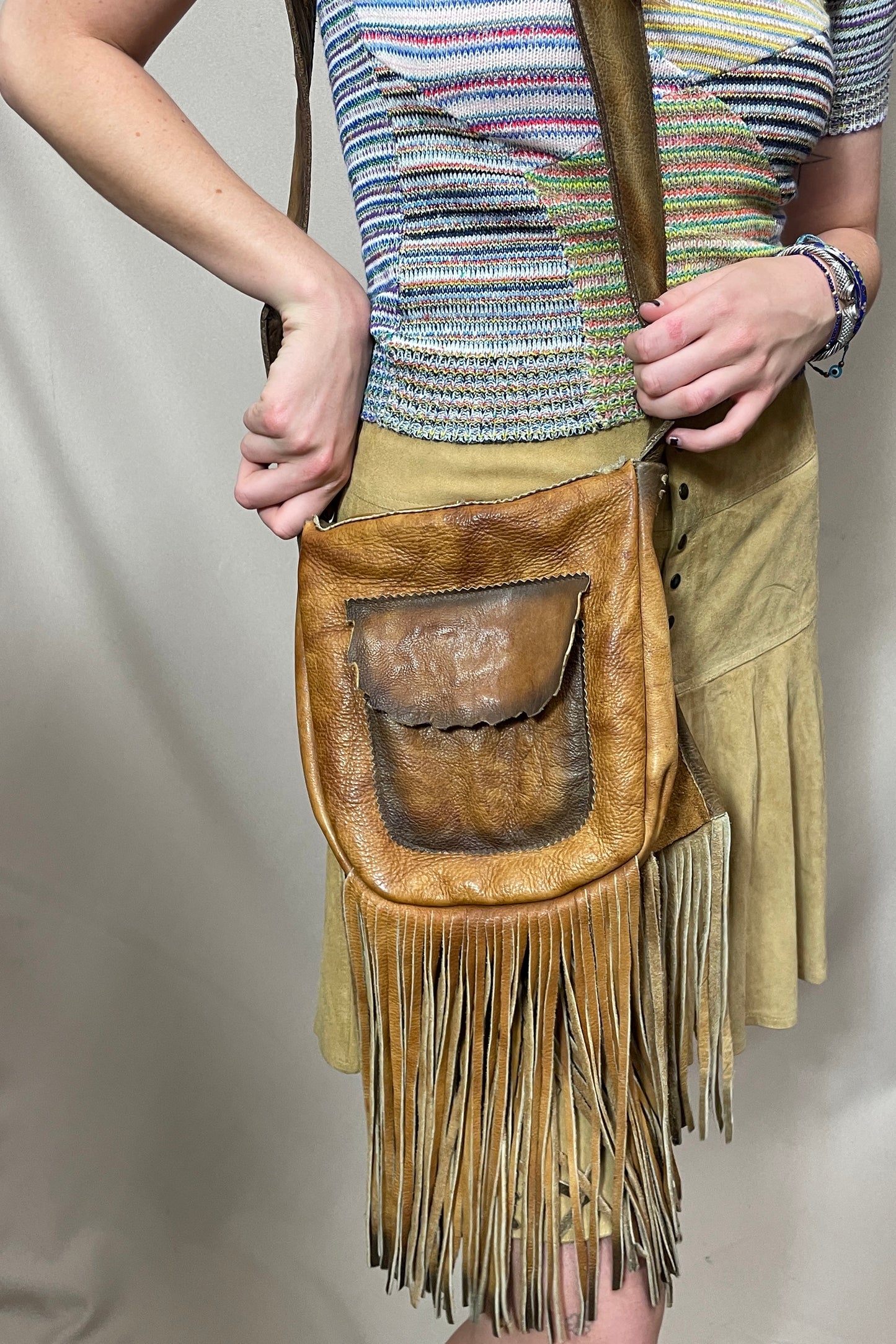 Long cross body fringe beaded bag Selected by Cannonball and Tilly