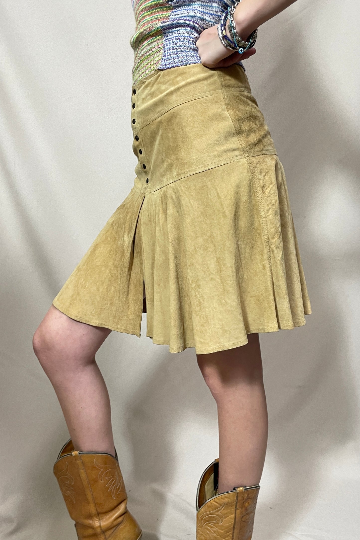 Buttery soft Tan suede skirt Selected by Cannonball and Tilly