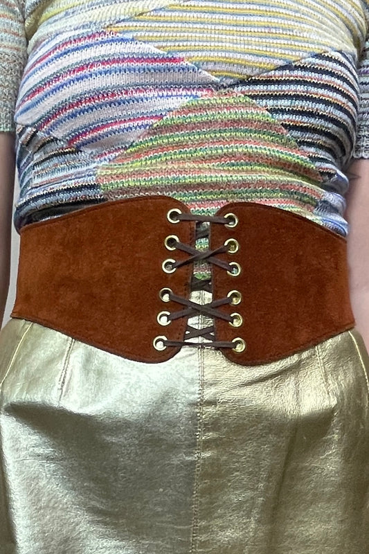 Wide suede corset belt Selected by Cannonball and Tilly