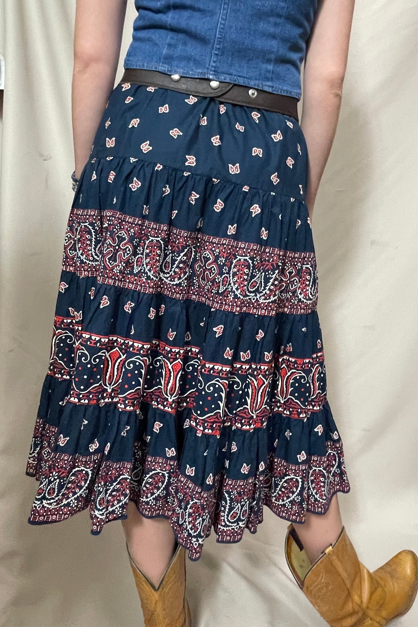 Tiered handkerchief print full skirt Selected by Cannonball and Tilly